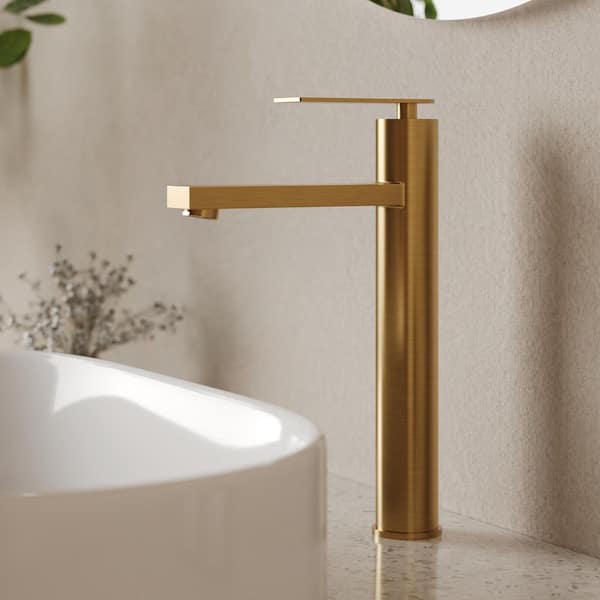 12 in. Faucet Height Single Handle Single Hole Bathroom Faucet 1.2 GPM Spot Resistant in Brushed Gold