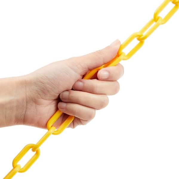 Angel Sar 1.5 in. x 100 ft. Plastic Yellow Chain Link, Plastic Privacy Safety Barrier Chain for Warehouse Decoration Fence 1-Pack