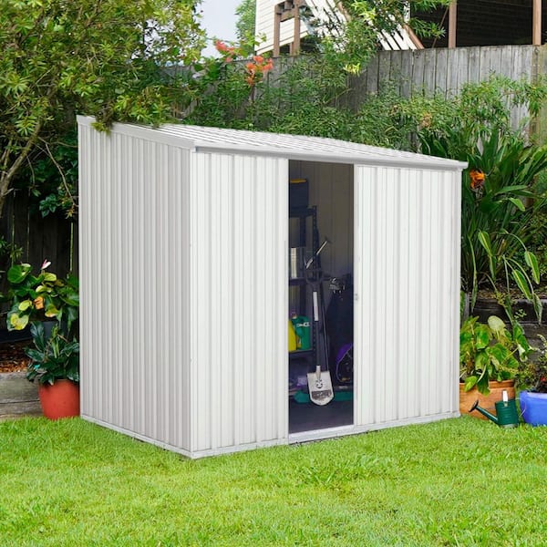 EZI Slider 7 ft. W x 5 ft. D Metal Storage Shed in Surfmist with SNAPTiTE assembly system (39 sq. ft. )