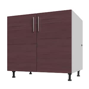 Miami Mahogany Matte 36 in. x 27 in. x 34.5 in. Flat Panel Stock Assembled Base Kitchen Cabinet Full Height