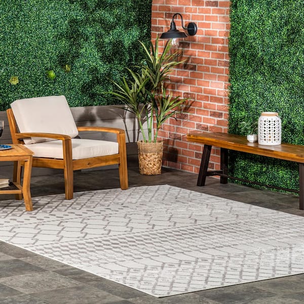 Kate Beige 4 ft. x 6 ft. Geometric Trellis Indoor Area Rug