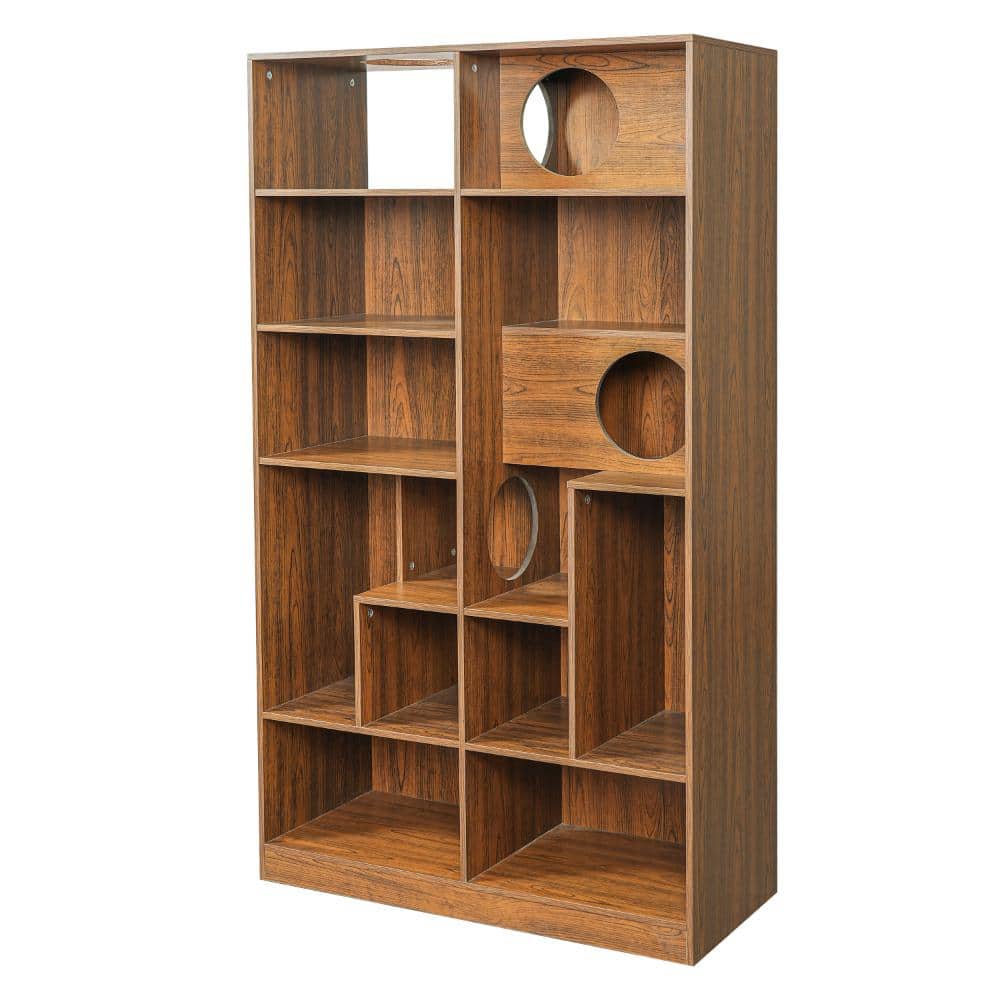 2 in 1 Brown 63.5 in. Tall Wood Bookcase with Shelves price history on PriceWatchPro