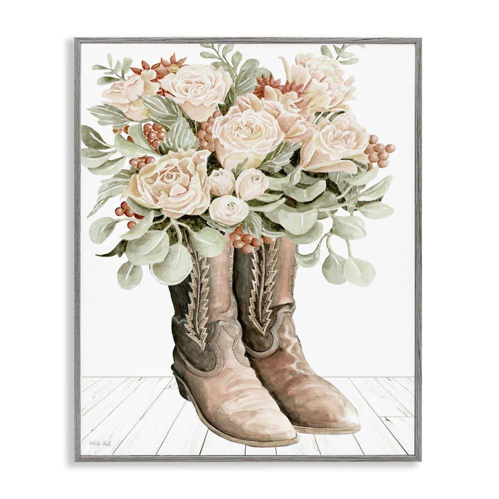 Chic Bouquet Boots by Cindy Jacobs Gray Framed Nature Giclee Art Print 14 in. x 11 in. price history on PriceWatchPro