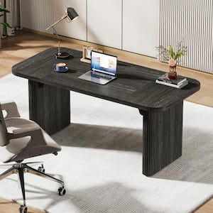 Moronia 62 in. Rustic Rectangle Black Wood Executive Computer Desk Simple Writing Table for Home Office