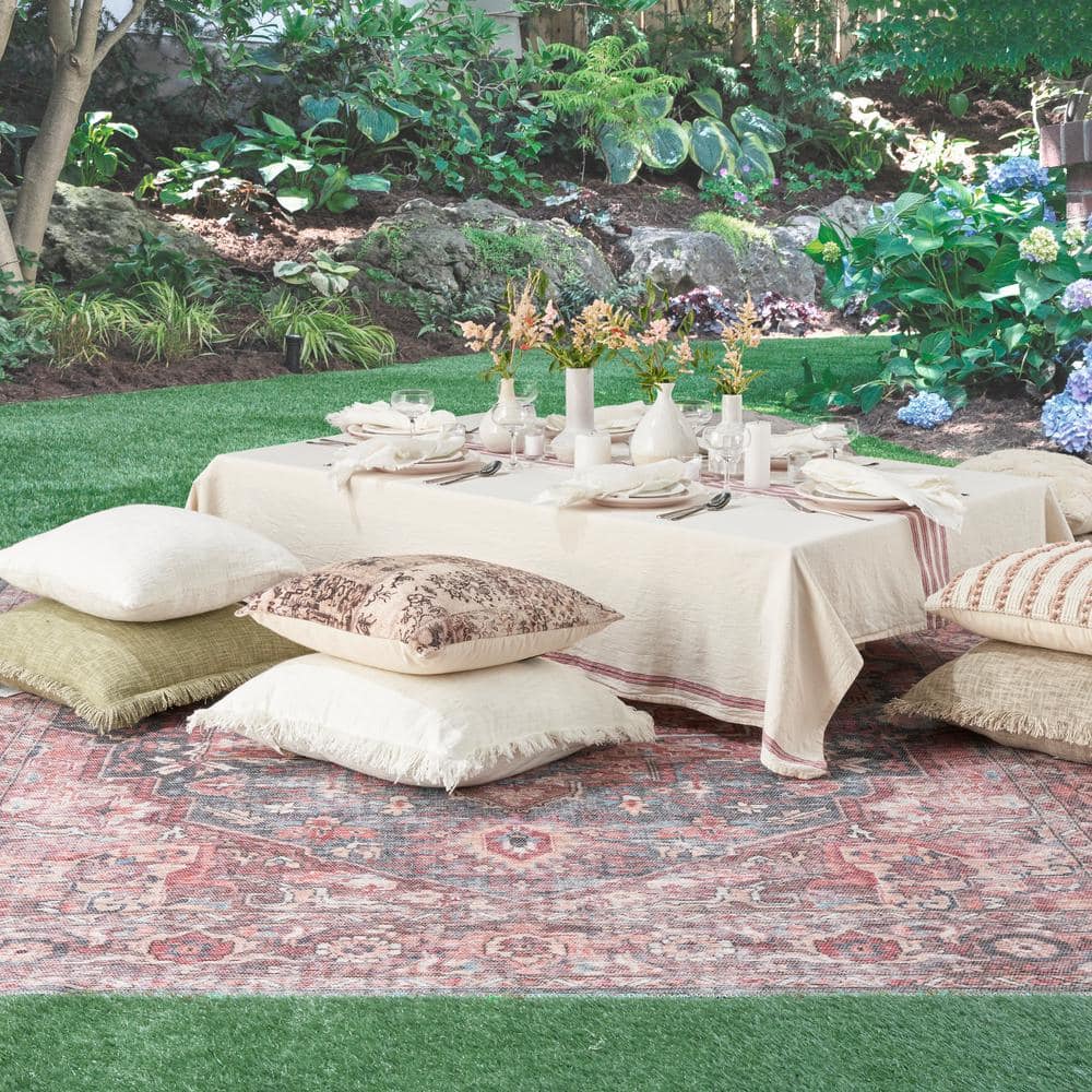 Multicolor Floral Cotton Chenille Runner Rug, 2' x 6'