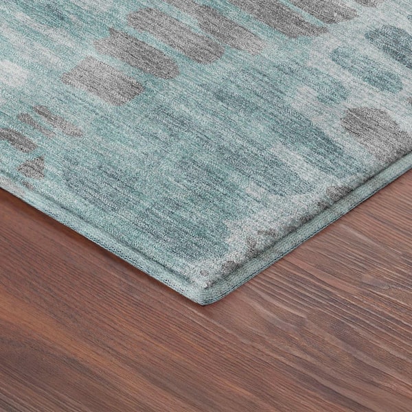 Mayfield Premium Machine Washable Abstract AMF2382 Teal 3 ft. x 4 ft. Area Rug
