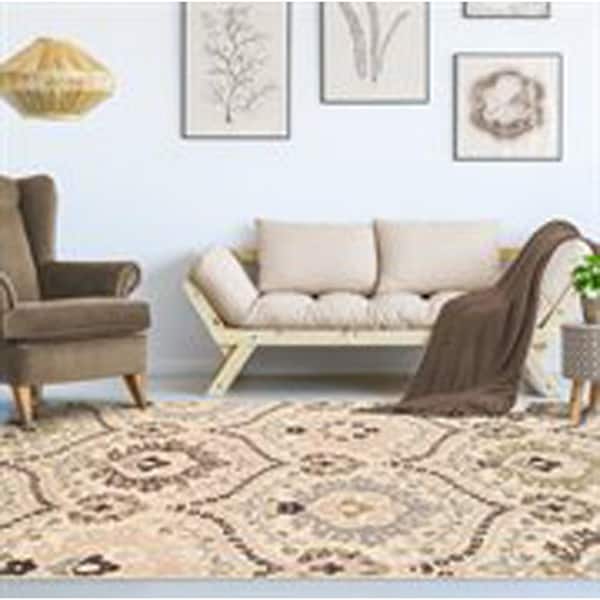 Augusta Multi-Color 3 ft. x 5 ft. Oriental Floral Non- Slip Area Rug