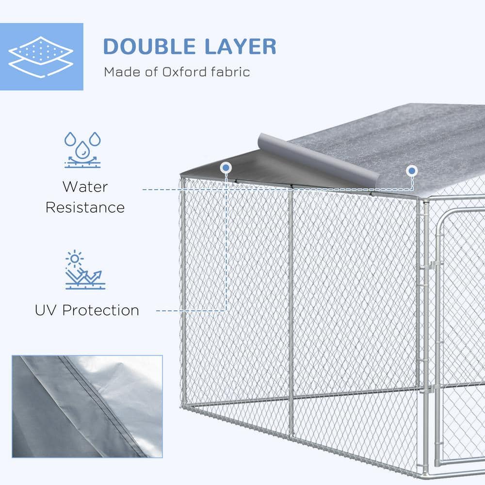 PawHut Large Outdoor Metal Dog Kennel with Roof