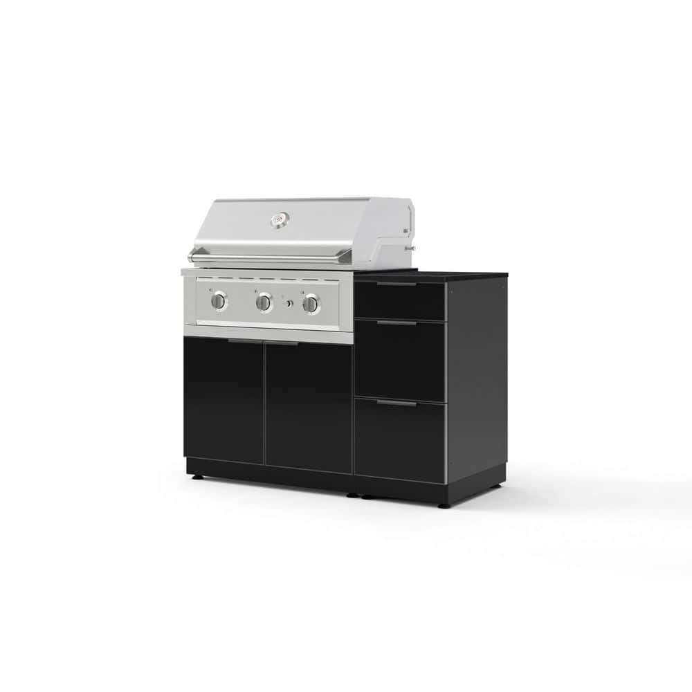 "Outdoor Kitchen 4-Piece 3-Burners Natural Gas Grill Island in Black w/33"" Performance Grill & Dekton Sirus-Countertop" price history on PriceWatchPro
