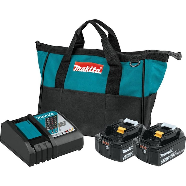 5.0Ah Makita BL1850BDC2X 18V LXT Lithium-Ion Battery and Rapid Optimum Charger Starter Pack 