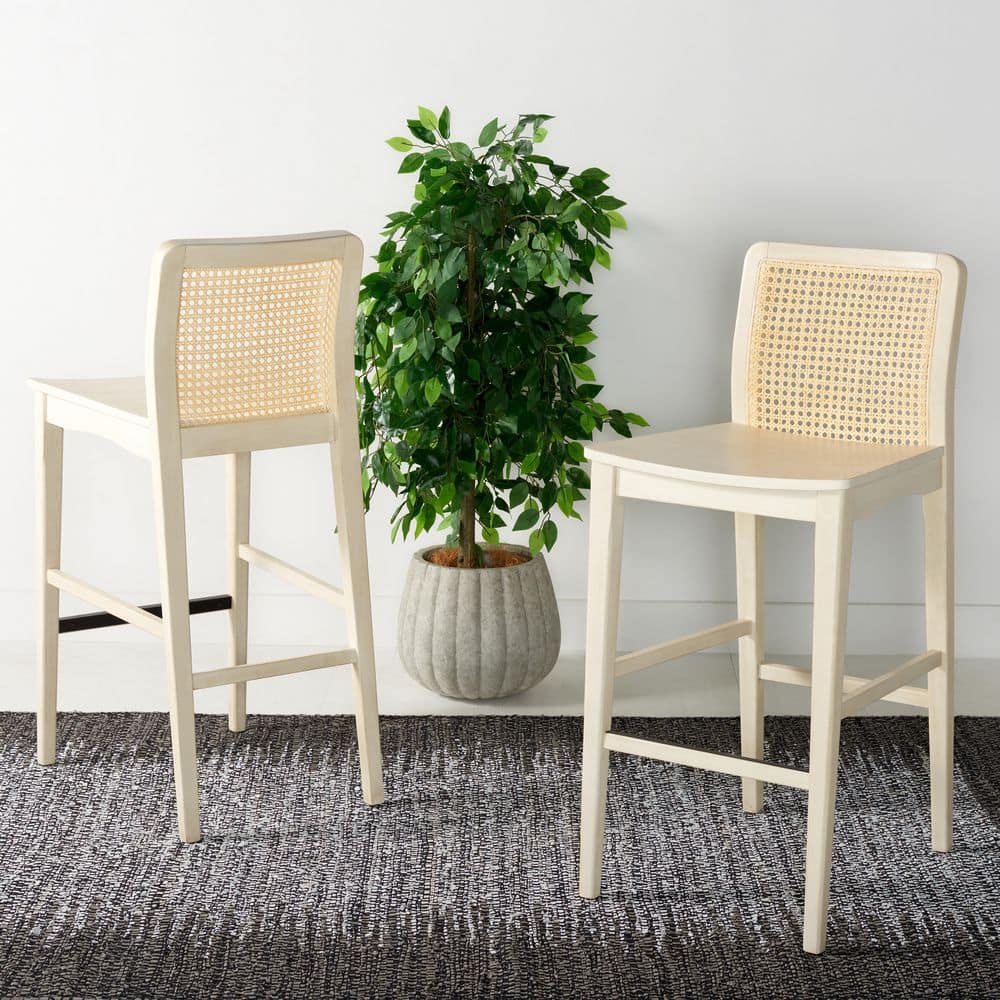 Benicio 41.9 in. H White/Natural Rattan Bar Stool Set of 2 price history on PriceWatchPro