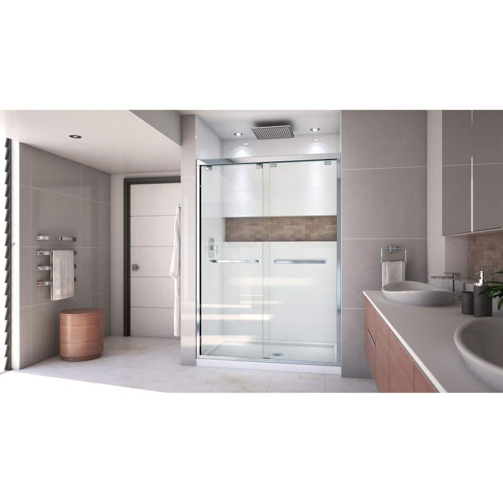 Encore 54" x 32" Semi-Frameless Clear Glass Sliding Shower Kit