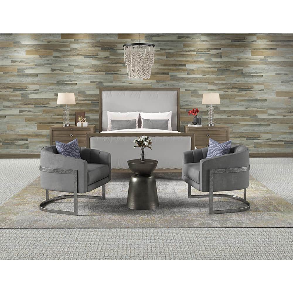 Harvest Distressed Gray Brown Multi Wide Plank Peel and Stick Vinyl Flooring