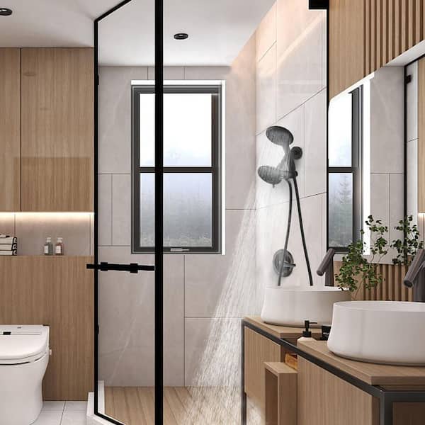 Single-Handle 6-Spray Round High Pressure Shower Faucet with Dual Shower Head in Oil-Rubbed Bronze (Valve Included)