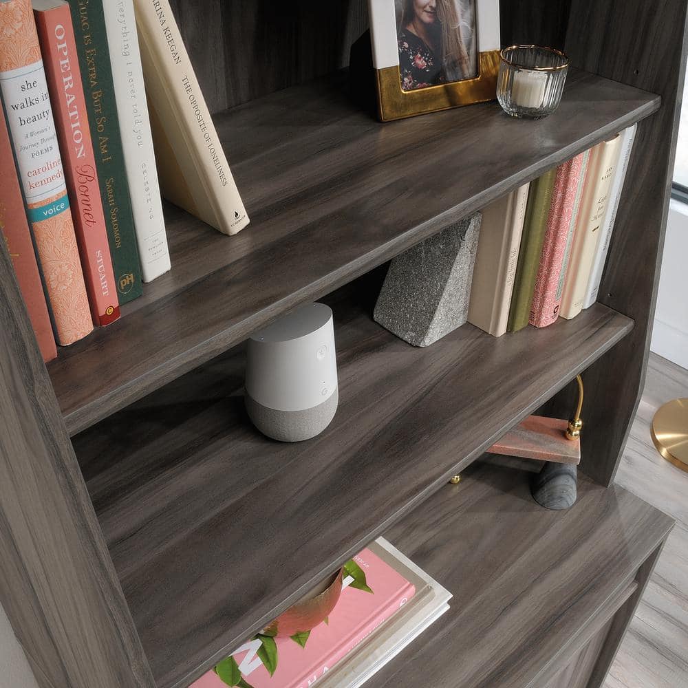 Clifford Place Jet Acacia 2-Shelf Mid-Century Modern Library Hutch