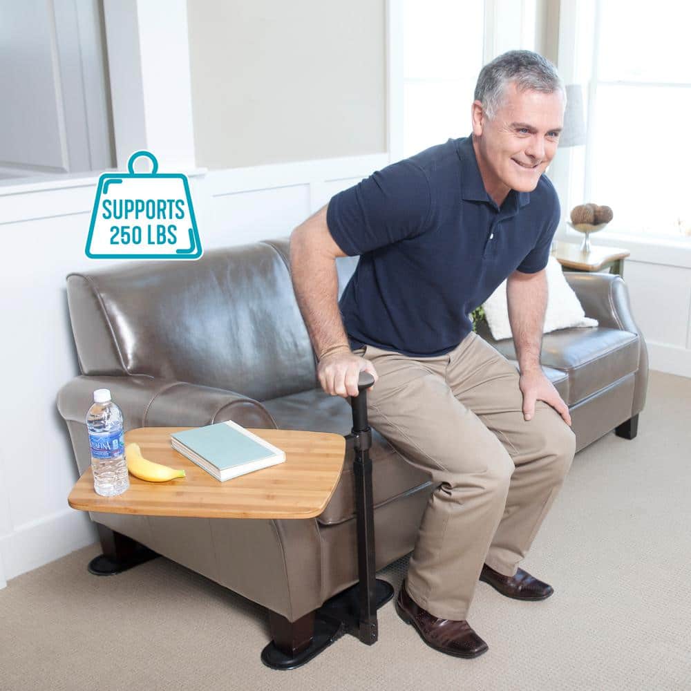 Bamboo Swivel TV Tray with Ergonomic Stand Assist Handle