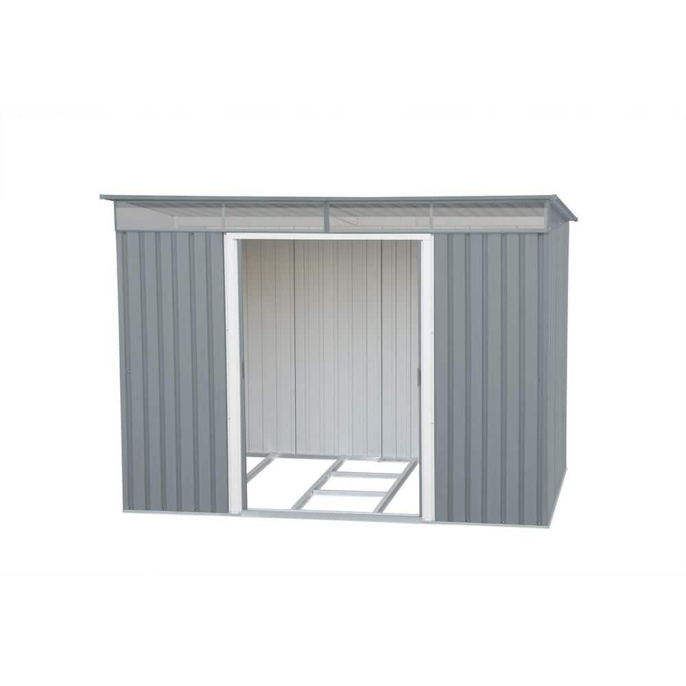 Gray 6' x 8' Metal Storage Shed with Sliding Door