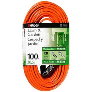 100 ft. 16/2 SJTW Outdoor Light-Duty Extension Cord, Orange