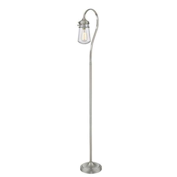Celeste 58" Brushed Nickel Floor Lamp with Glass Shade