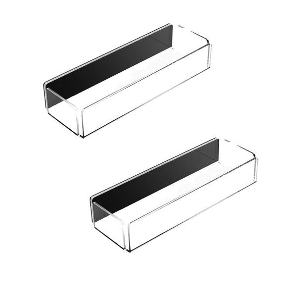 2 Pack Clear Acrylic Magnetic Refrigerator Mount Spice Racks Single Shelf Kitchen Storage Organizer Set