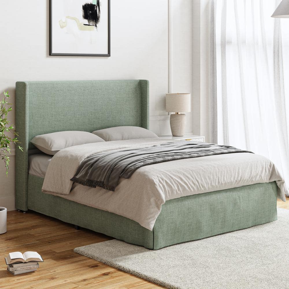 JAYDEN CREATION Raymond 2-Piece Sage Wingback Design Queen Bedroom Set ...