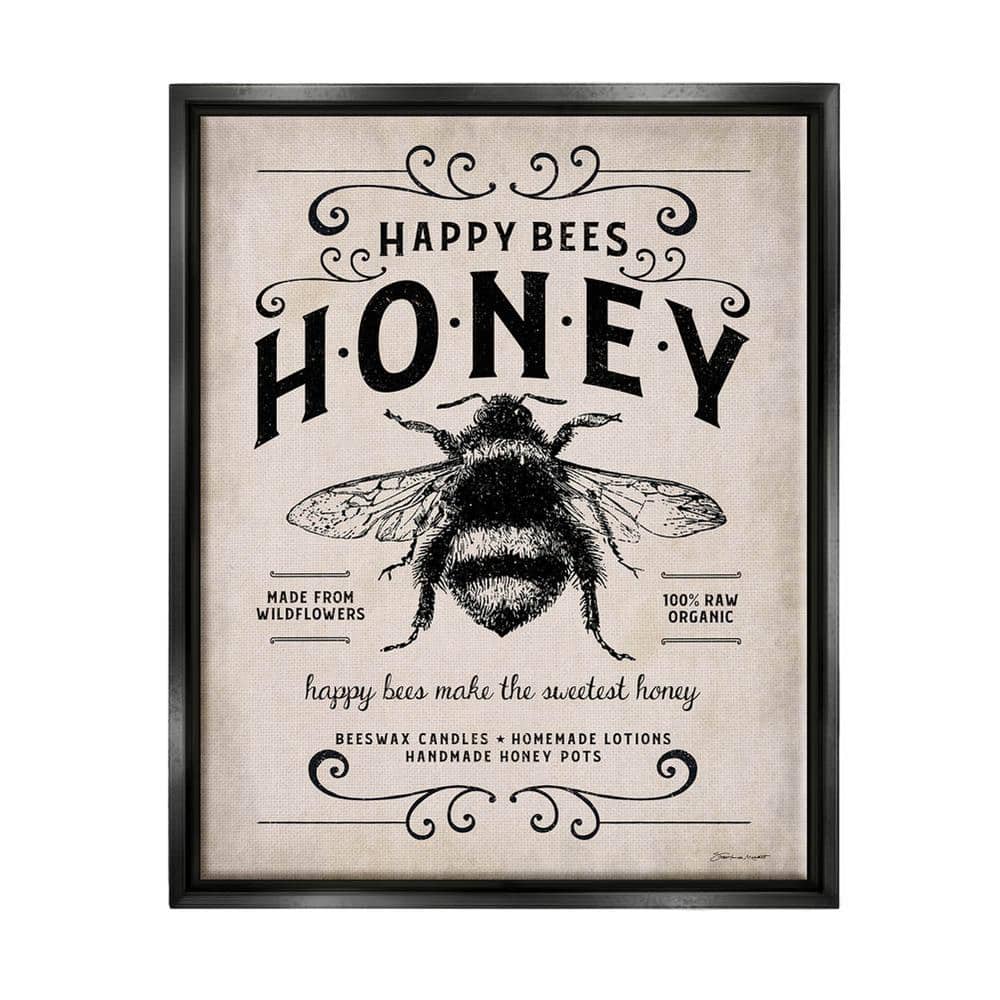 The Stupell Home Decor Collection Honey Bee Farm Textured Word Design by  Stephanie Workman Marrott Floater Frame Animal Wall Art Print 31 in. x 25  in. rwp-201_ffb_24x30 - The Home Depot