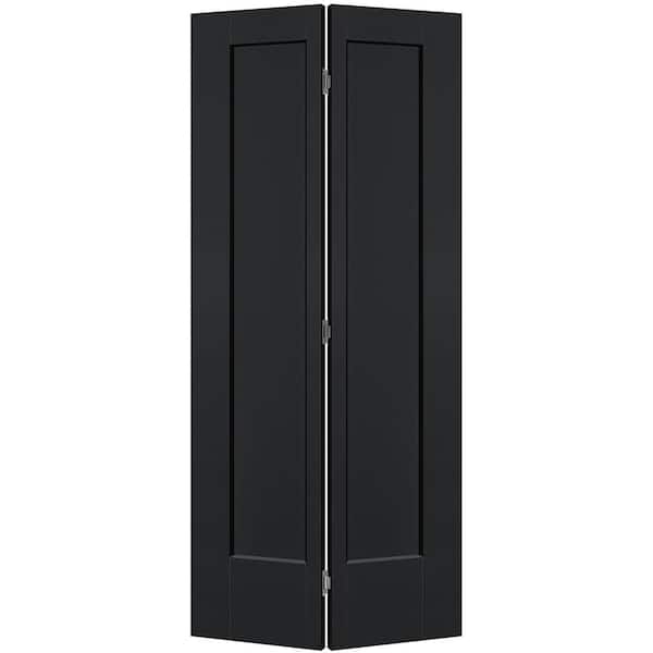 36 in. x 80 in. 1-Panel Lincoln Park Hollow Core Jet Black Molded Composite Bi-Fold Door