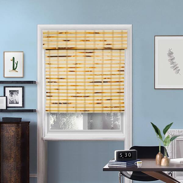 Chicology Cut-to-Size Belmon Natural Cordless Light Filtering Bamboo Roman Shade 49.5 in. W x 72 in. L