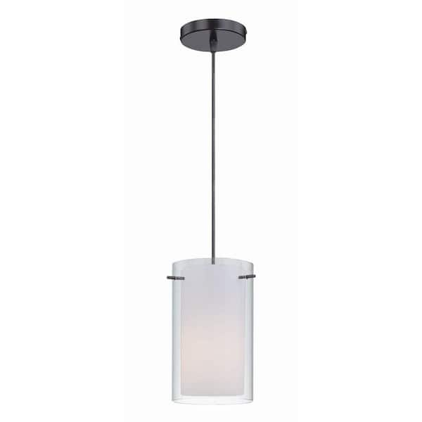 Illumine 1-Light Black Pendant with Frost Inner Glass