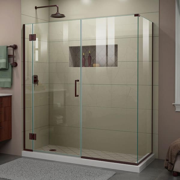 DreamLine Unidoor-X 64 in. W x 34-3/8 in. D x 72 in. H Frameless Hinged Shower Enclosure in Oil Rubbed Bronze