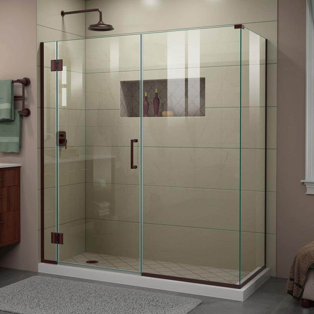 Unidoor-X 64.5" Frameless Clear Glass Shower Enclosure with Black Hardware