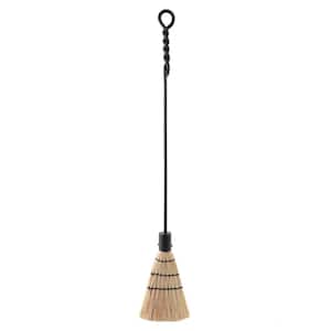 36 in. Tall Black Extra-Long Rope Design Fireplace Brush Tool