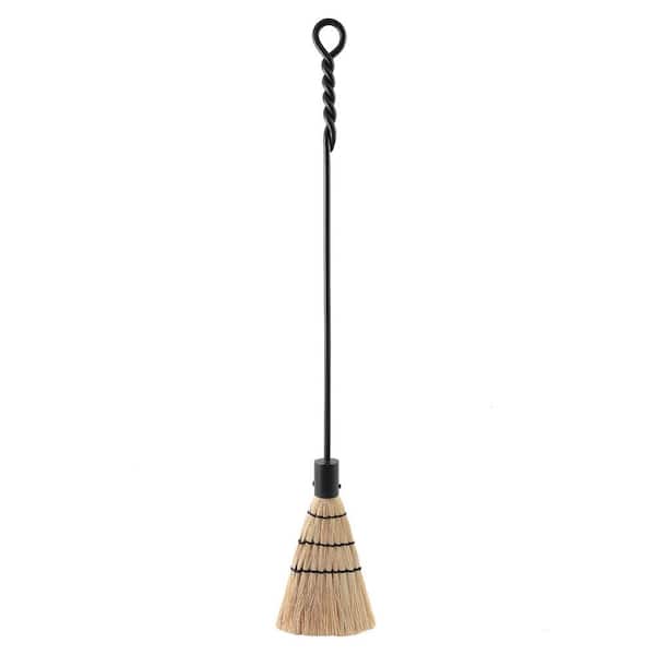 ACHLA DESIGNS 36 in. Tall Black Extra-Long Rope Design Fireplace Brush Tool
