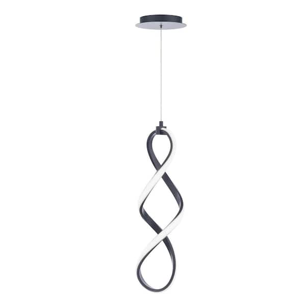 Interlace 21-Watt Integrated LED Black Statement Pendant Light with Glass Shade