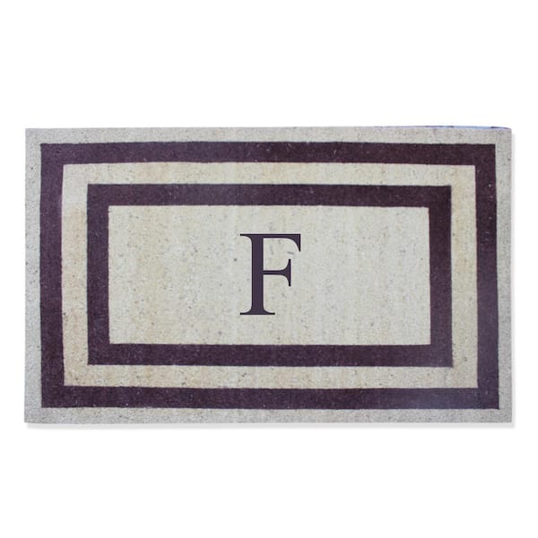 Unbranded A1HC First Impression Engineered Classic Border Terrance Red 30 in. x 48 in. Coir Monogrammed F Door Mat
