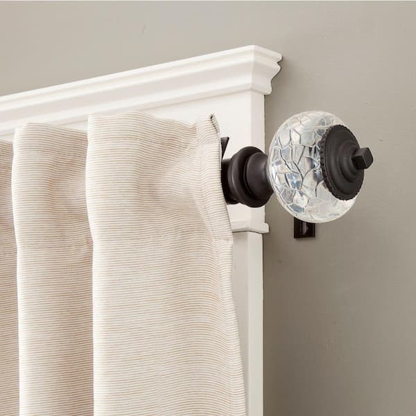 Kenney Parson 37 in. - 72 in. Telescoping 1-1/4 in. Curtain Rod Kit in Chocolate Brown with Crackled Acrylic Finial