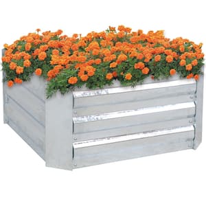 24 in. Silver Galvanized Steel Square Raised Bed