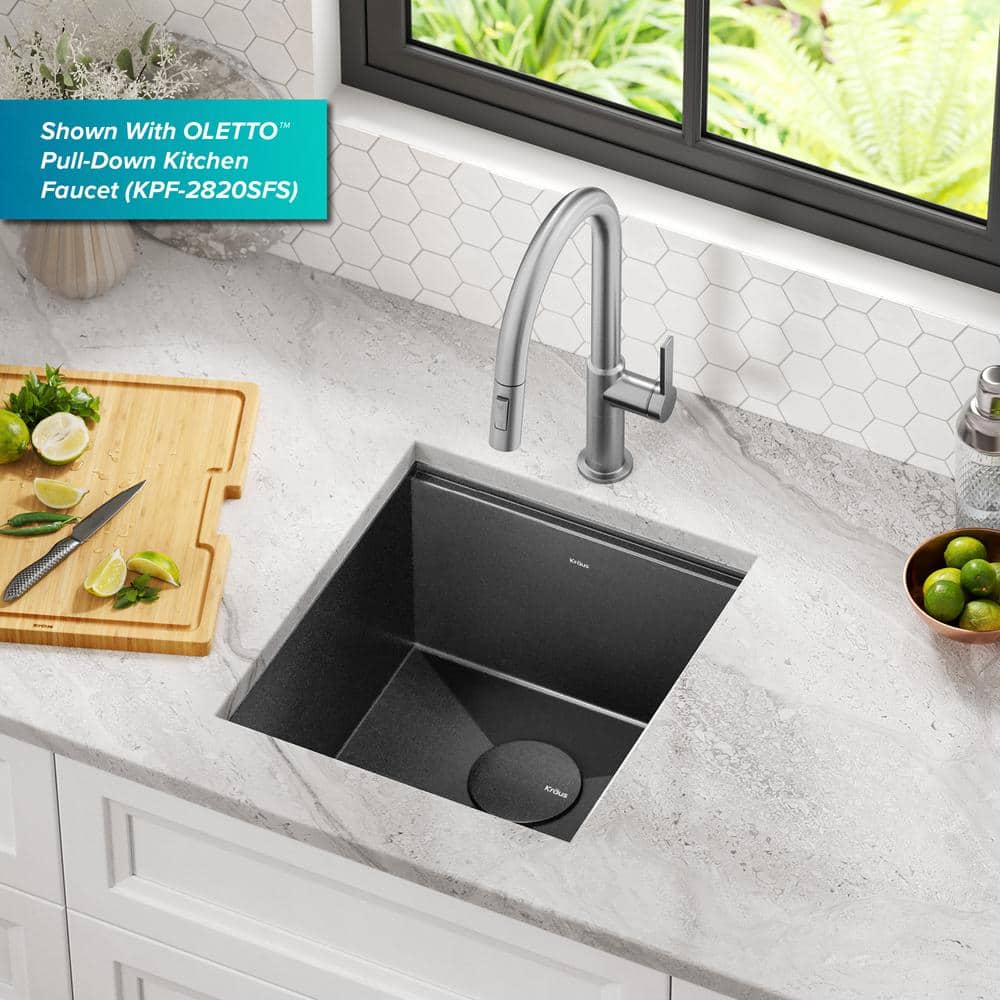 Kore 17" Black Stainless Steel Undermount Workstation Kitchen Sink