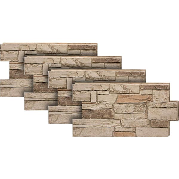 Ledgestone Desert 48 in. W x 48 in. L Desert Tan Manufactured Stone Panel Siding