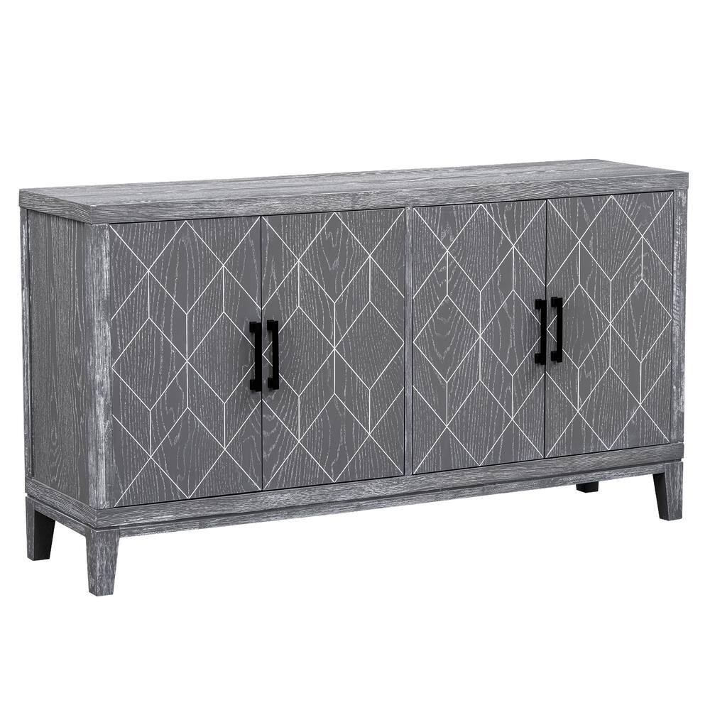 60 in. W x 16 in. D x 33 in. H Light Gray Linen with Adjustable