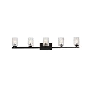 Home Living 41.5 in. 5-Light Black Vanity Light with Glass Shade