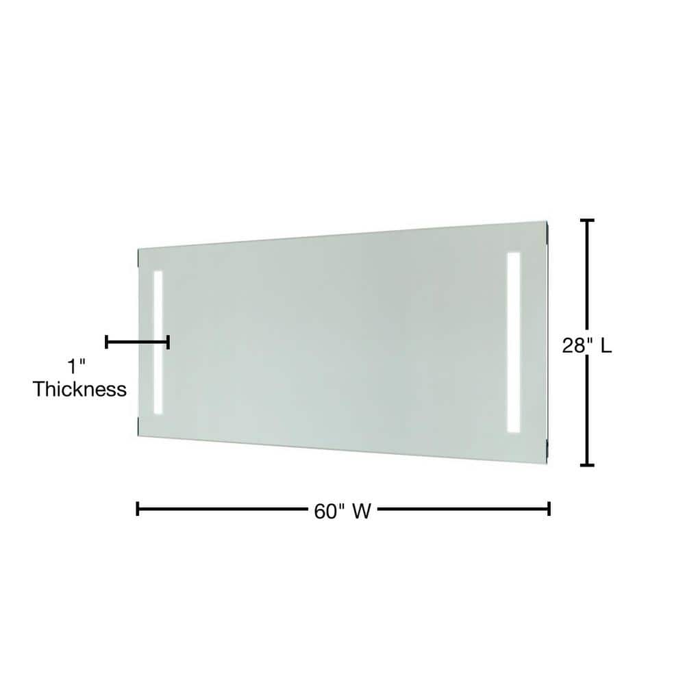 Rectangular Frameless LED Bathroom Vanity Mirror 60 x 28