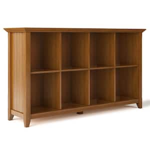 Acadian Solid Wood 57 in. Wide Transitional 8 Cube Storage Sofa Table in Light Golden Brown