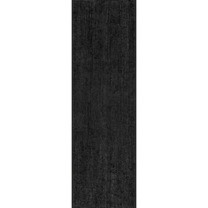 Rigo Chunky Loop Jute Black 3 ft. x 6 ft. Farmhouse Runner Rug