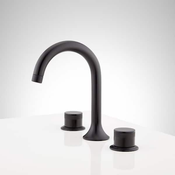SIGNATURE HARDWARE Drea 8 in. Widespread Double Handle Bathroom Faucet in Brushed Nickel