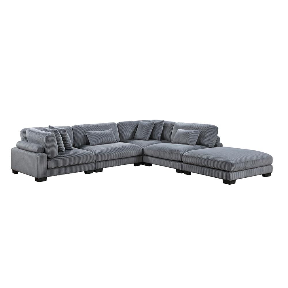 Turbo 135 in. Straight Arm 5-Piece Corduroy Fabric Modular Sectional Sofa i