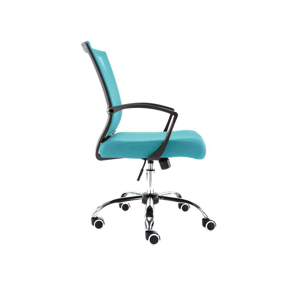 Buy Modern Home Zuna Black and Aqua Ergonomic Mesh Mid Back Office Desk