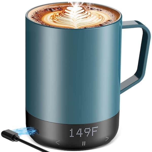 14 oz White Neutral Ceramic Coffee Mug Cordless Self Heating Drinkware Magnetic Charging Smart Cup Warmer 1 Piece