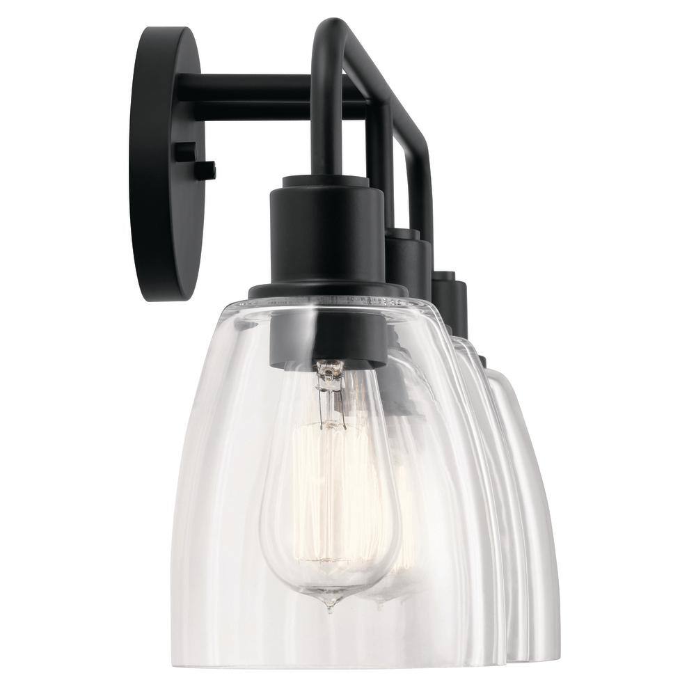 Black 3-Light Vanity Fixture with Clear Glass Shades