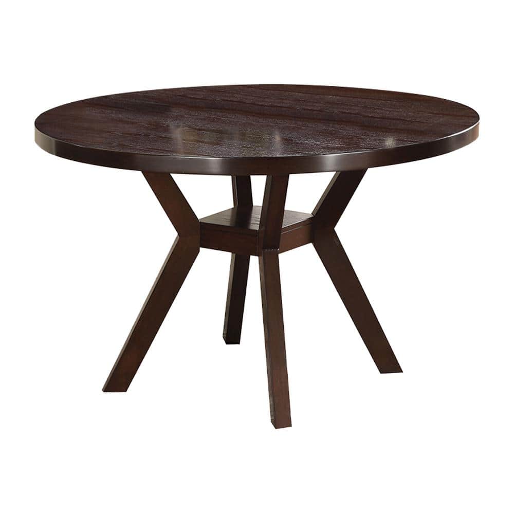 Espresso Finish Contemporary Round Wood Dining Table, Seats Four